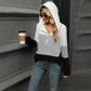 Gebreide hoodie met halve rits en colourblock design