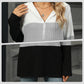 Gebreide hoodie met halve rits en colourblock design