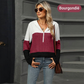 Gebreide hoodie met halve rits en colourblock design