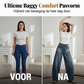 Wijde high-waist jeans met vintage wassing