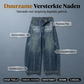 Wijde high-waist jeans met vintage wassing