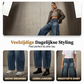 Wijde high-waist jeans met vintage wassing