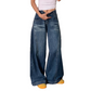 Wijde high-waist jeans met vintage wassing