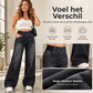 Elastische high-waist jeans met wijde pijpen