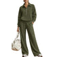 Tweedelige loungeset met halve rits en wijde broek