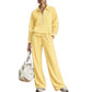 Tweedelige loungeset met halve rits en wijde broek
