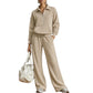 Tweedelige loungeset met halve rits en wijde broek