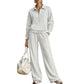 Tweedelige loungeset met halve rits en wijde broek