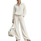 Tweedelige loungeset met halve rits en wijde broek