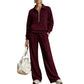 Tweedelige loungeset met halve rits en wijde broek