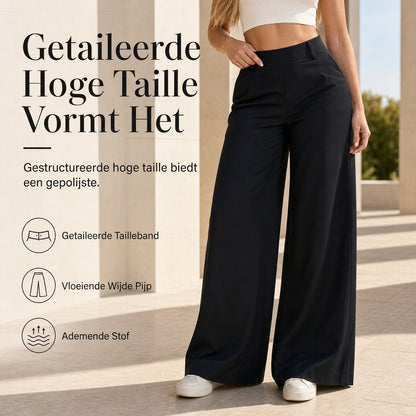 Elegante high-waist pantalon met wijde pijpen