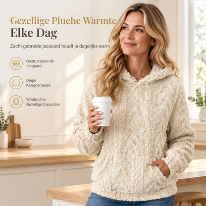 Zachte pluche hoodie met jacquard structuur