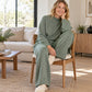 Tweedelige gebreide set met wijde broek voor dames