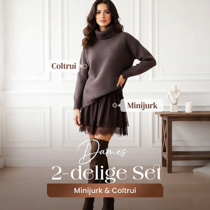Tweedelige Set met Coltrui en Minirok voor Dames
