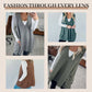 Oversized Gebreid Trui-Vest met V-Hals en Zijzakken
