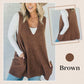 Oversized Gebreid Trui-Vest met V-Hals en Zijzakken